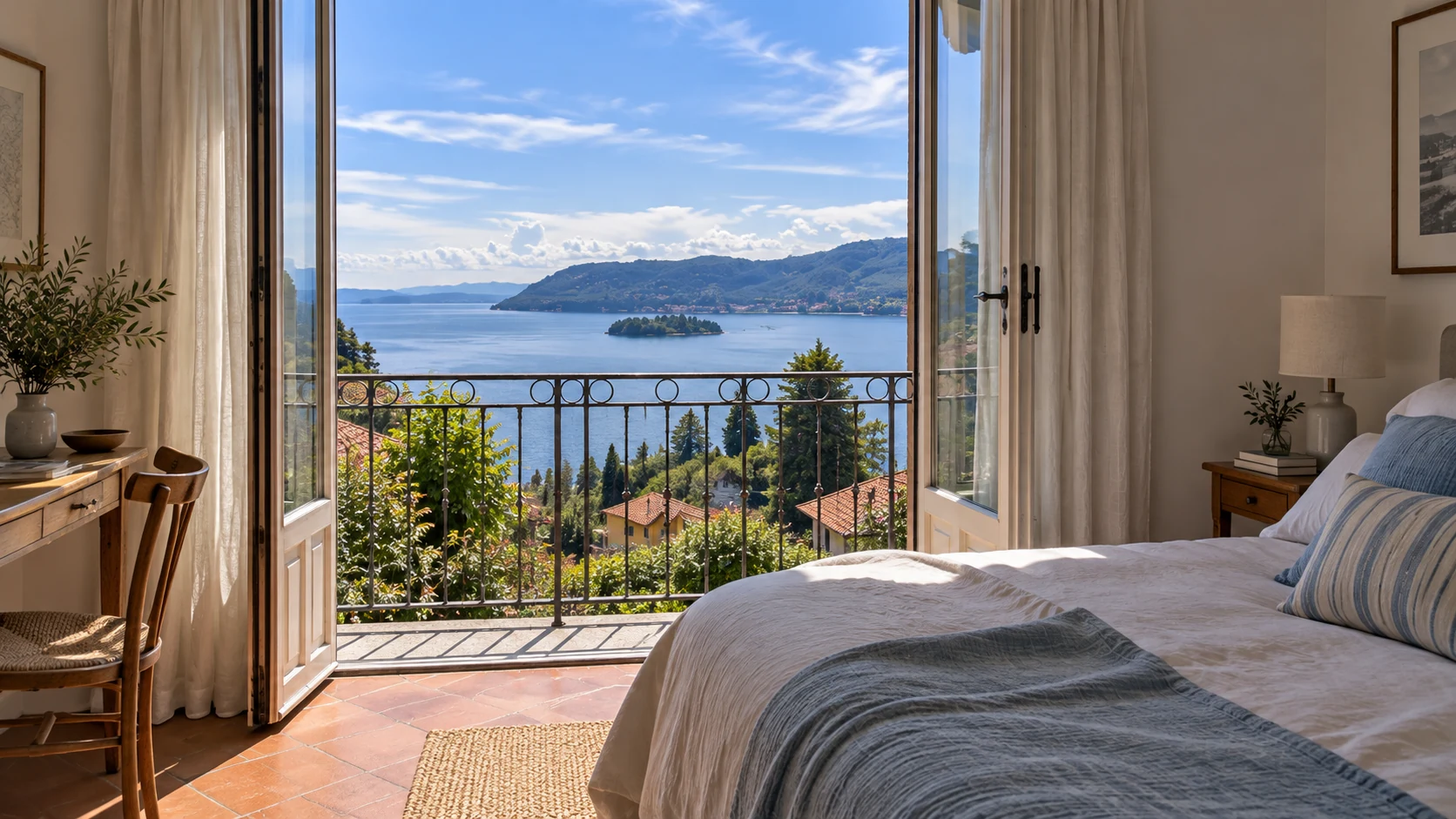 Interno di casa vacanza con vista sul Lago Maggiore